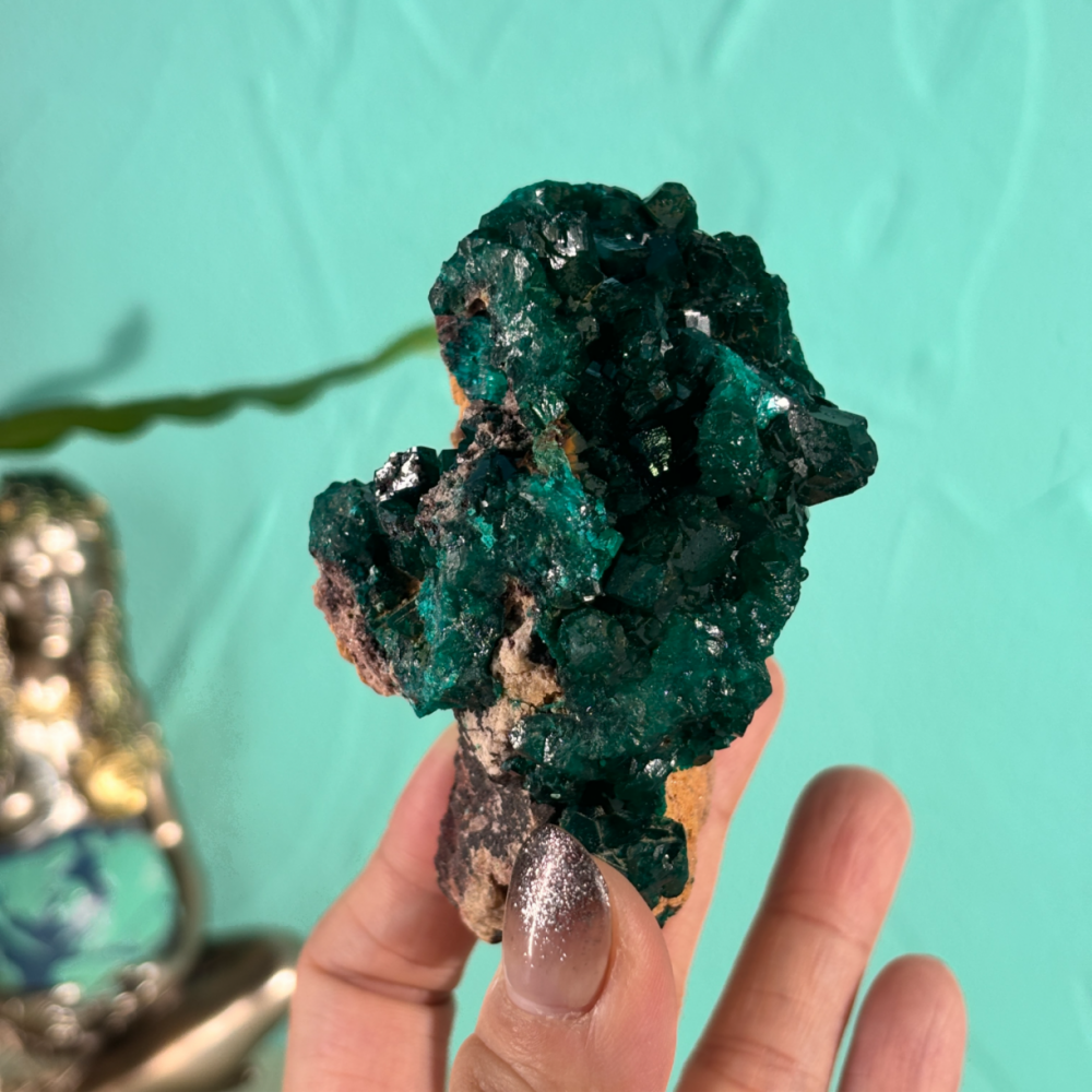 『寶石祖母綠色』8.7CM翠銅礦Dioptase