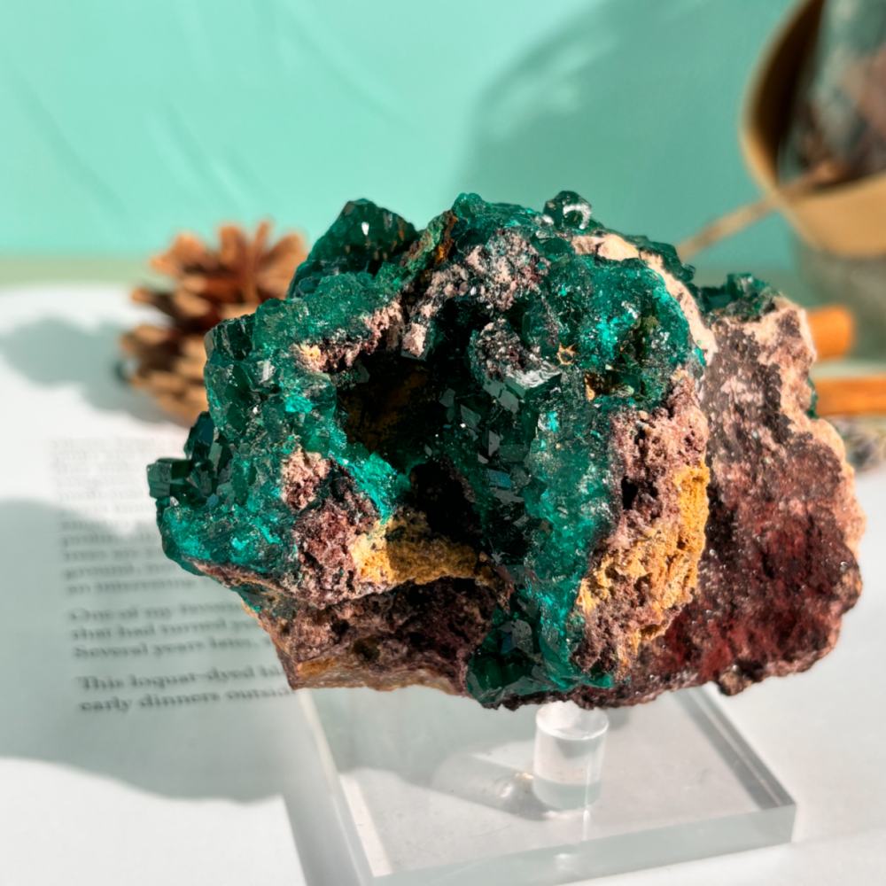 『寶石祖母綠色』8.7CM翠銅礦Dioptase