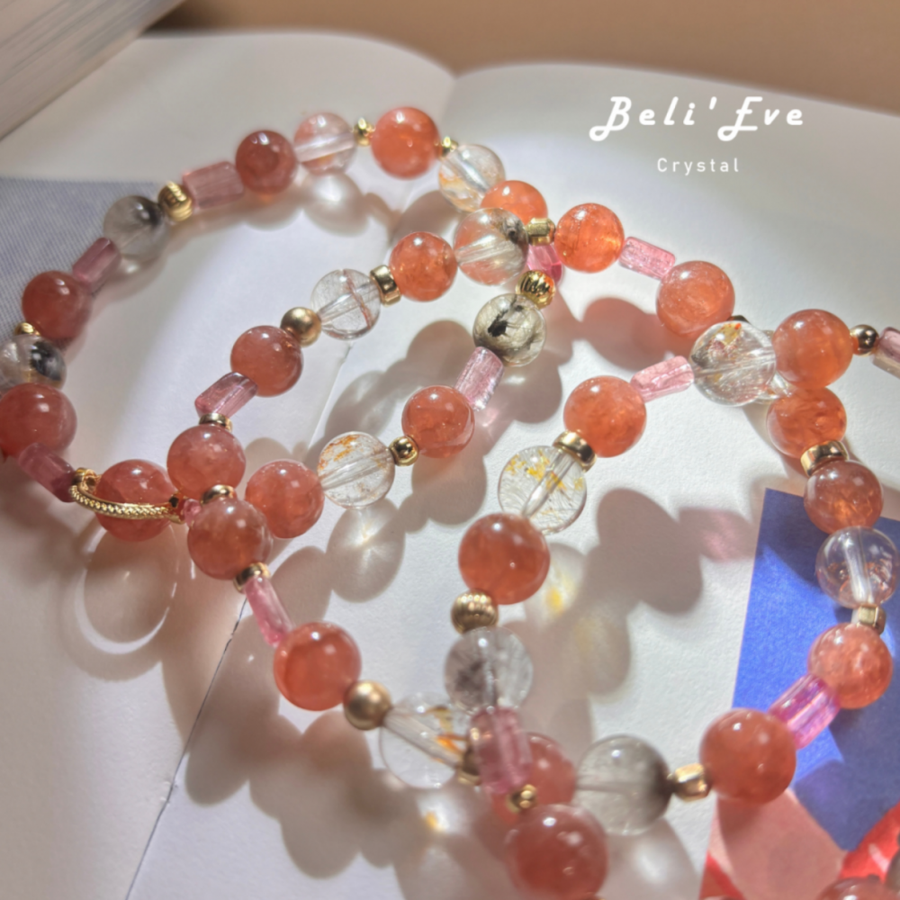 『感情升溫』高品紅紋石+膠花黑銀鈦+粉碧璽－姻緣婚姻 拒絕爛桃花 創傷療癒