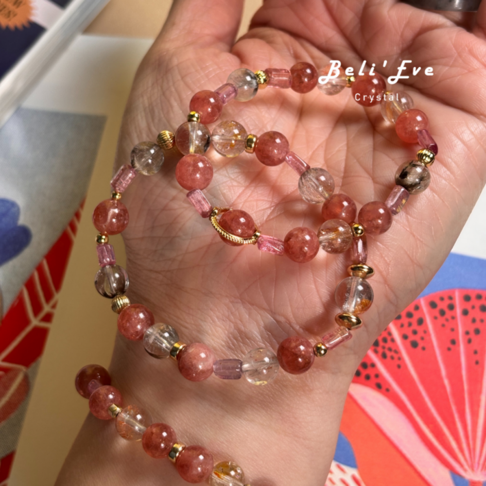 『感情升溫』高品紅紋石+膠花黑銀鈦+粉碧璽－姻緣婚姻 拒絕爛桃花 創傷療癒
