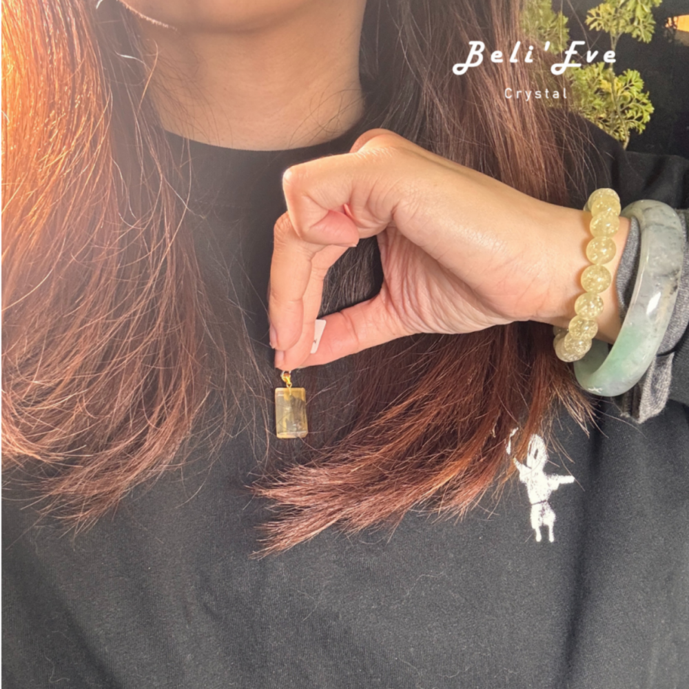 『轉運招財』黃膠花發財樹A 吊墜 軟錳礦 發財樹 天然樹枝狀 晶中晶