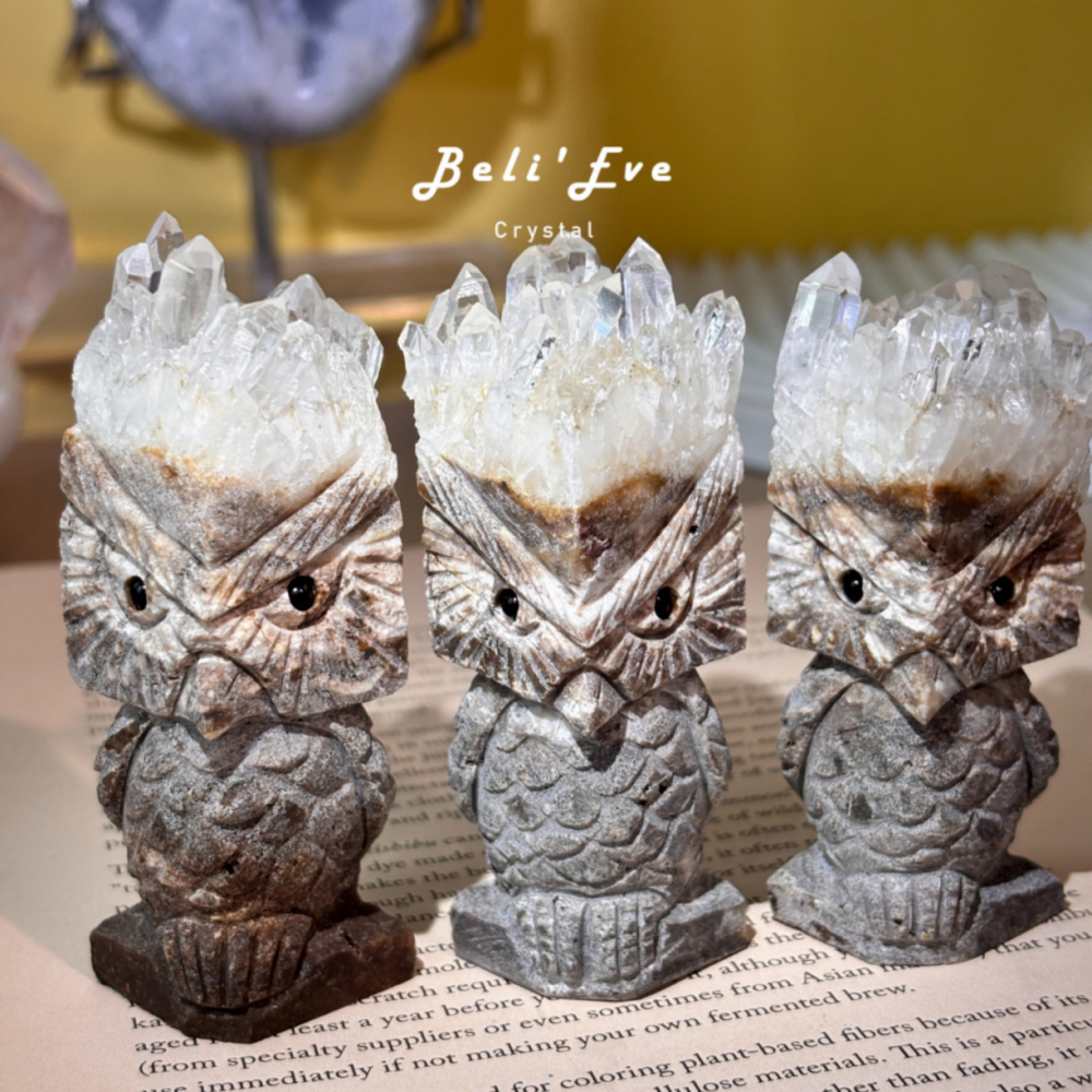 想要加強考試運嗎?邀請~『晶簇雕刻貓頭鷹』