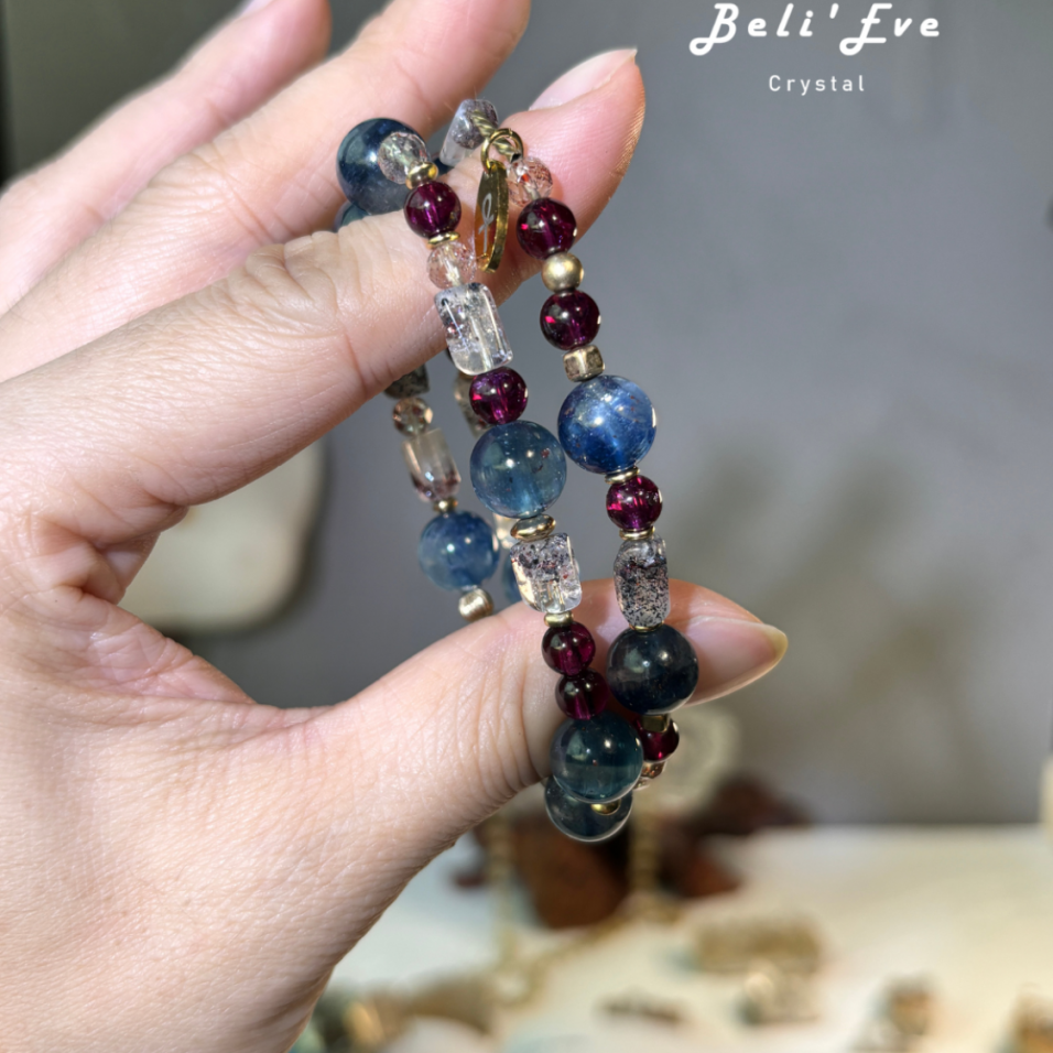 『三倍魅力2.0』MAX透體藍晶石+超七金草莓+紫牙烏石榴石