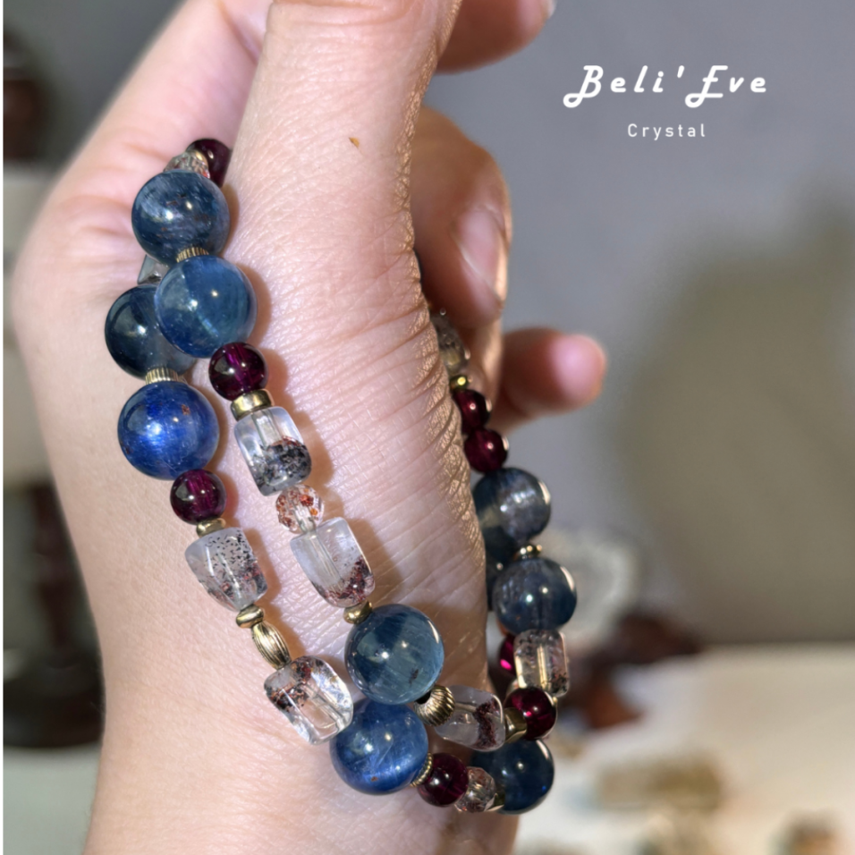 『三倍魅力2.0』MAX透體藍晶石+超七金草莓+紫牙烏石榴石