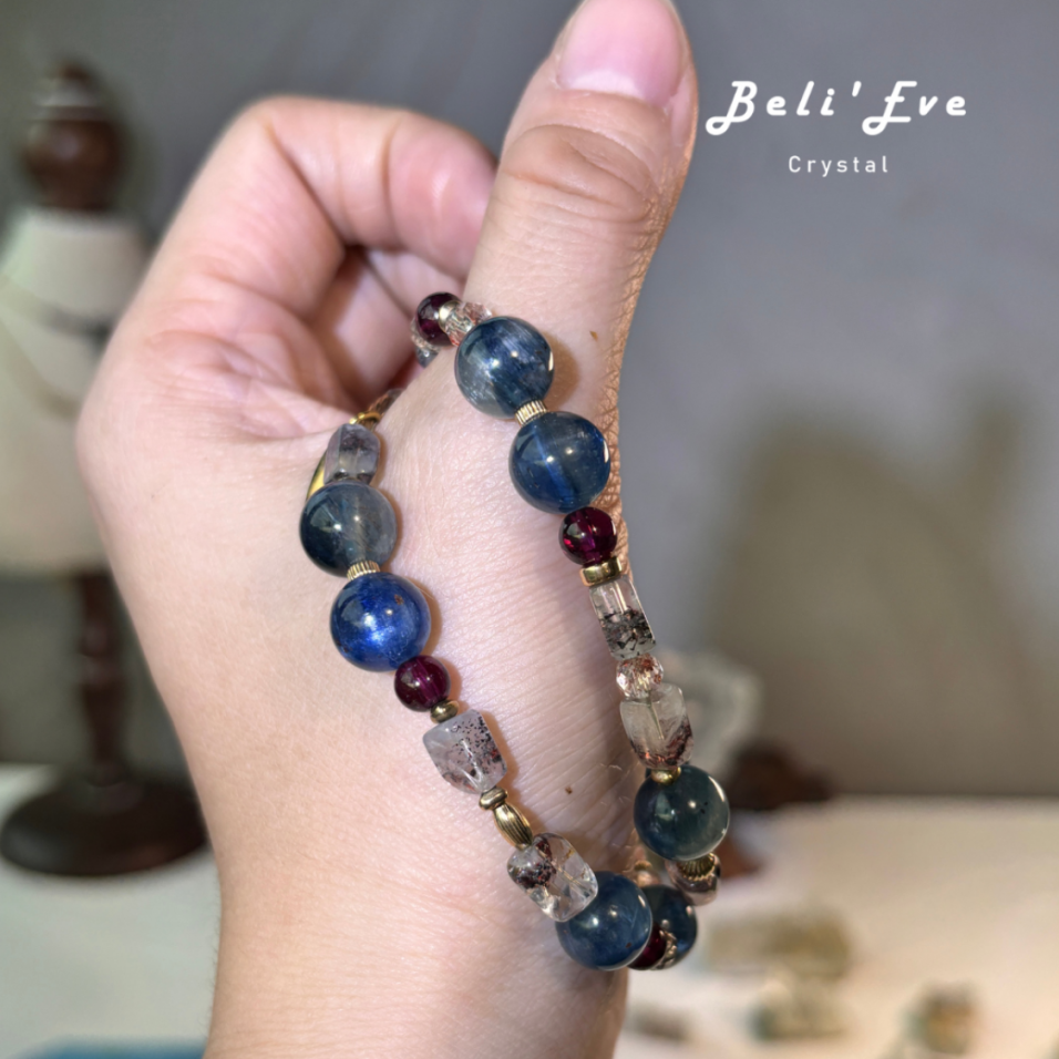 『三倍魅力2.0』MAX透體藍晶石+超七金草莓+紫牙烏石榴石