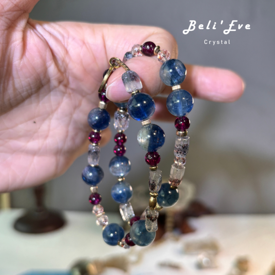 『三倍魅力2.0』MAX透體藍晶石+超七金草莓+紫牙烏石榴石