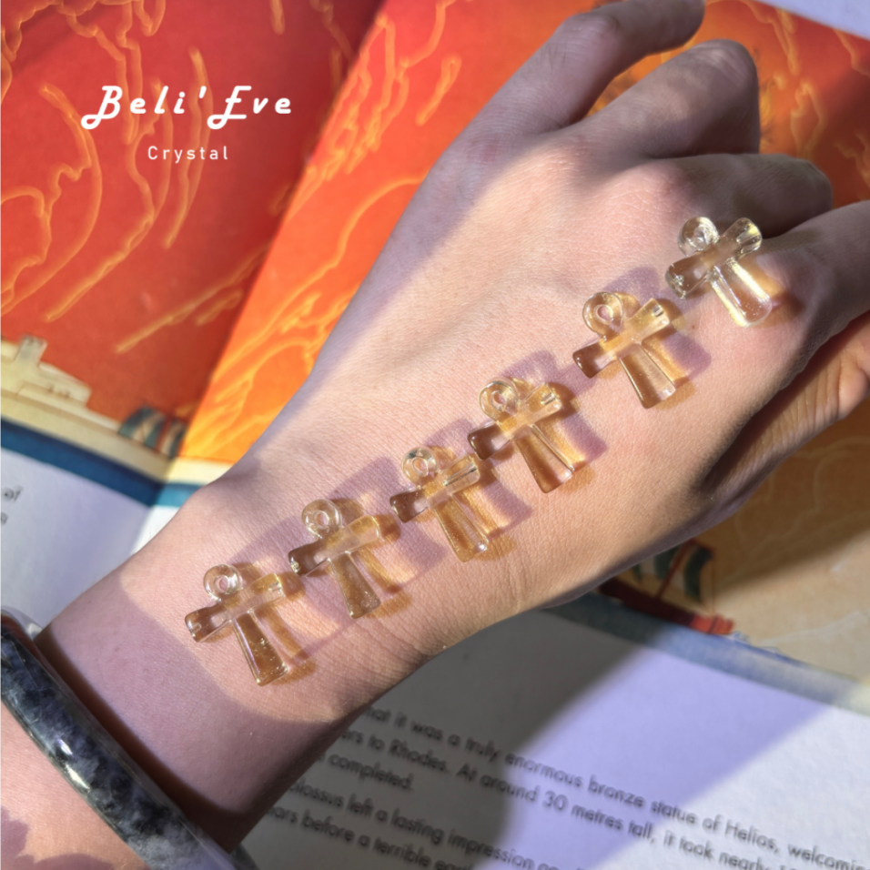 『豐盛富足』轉化能量 -利比亞黃金隕石 雕刻 埃及安卡 生命之鑰