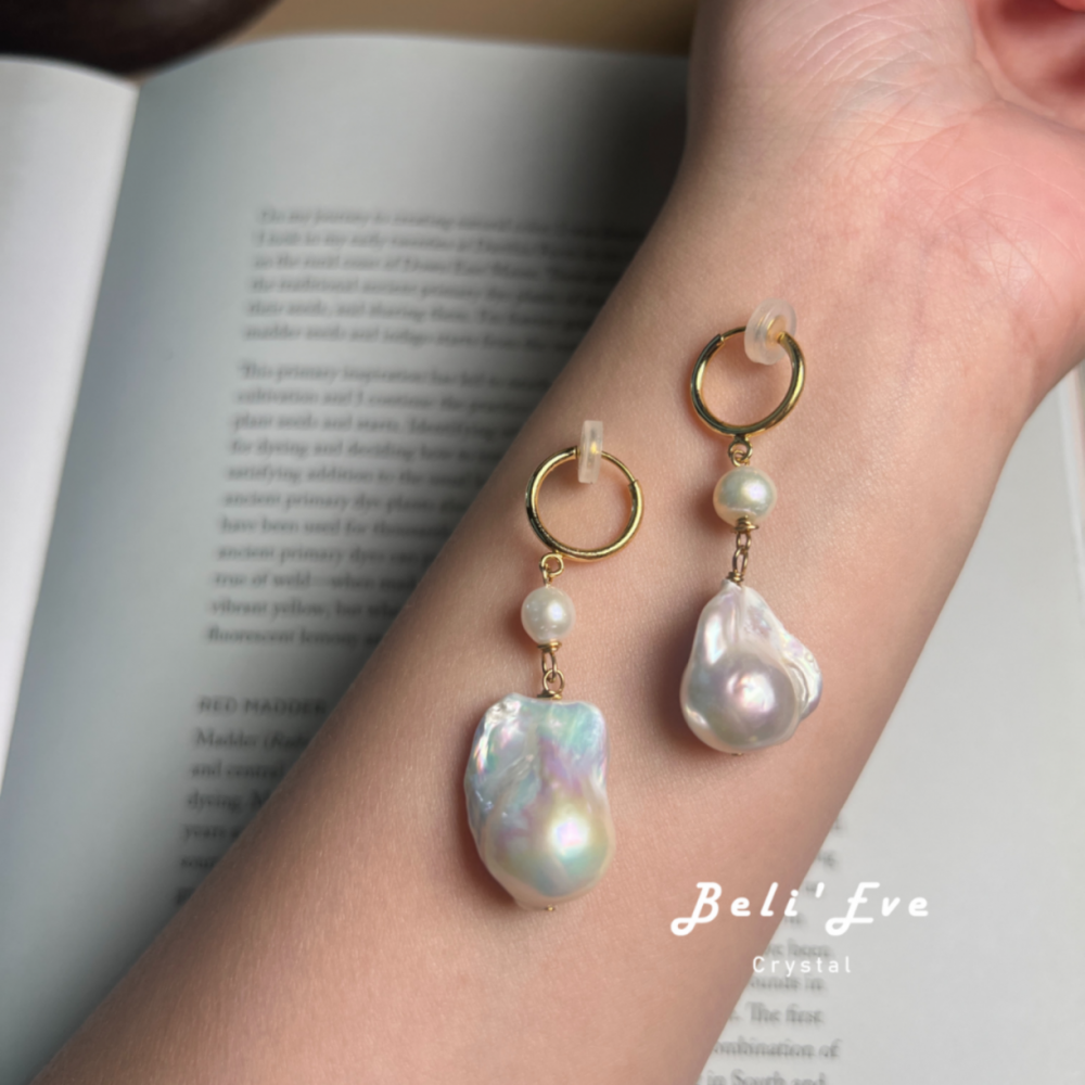 極光光澤MAX巴洛克珍珠耳環 訂製耳環 耳夾