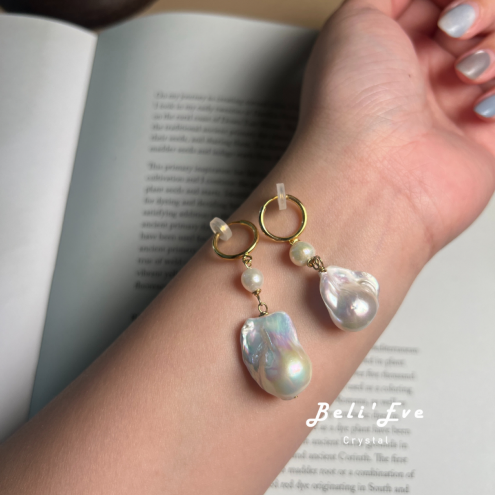 極光光澤MAX巴洛克珍珠耳環 訂製耳環 耳夾