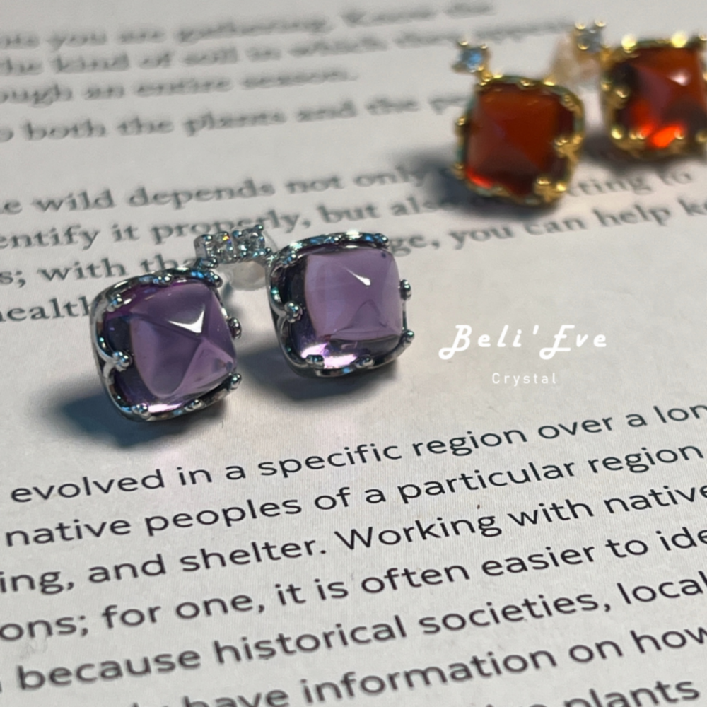 『貴人多多』唐塔紫水晶/石榴石 純銀耳環