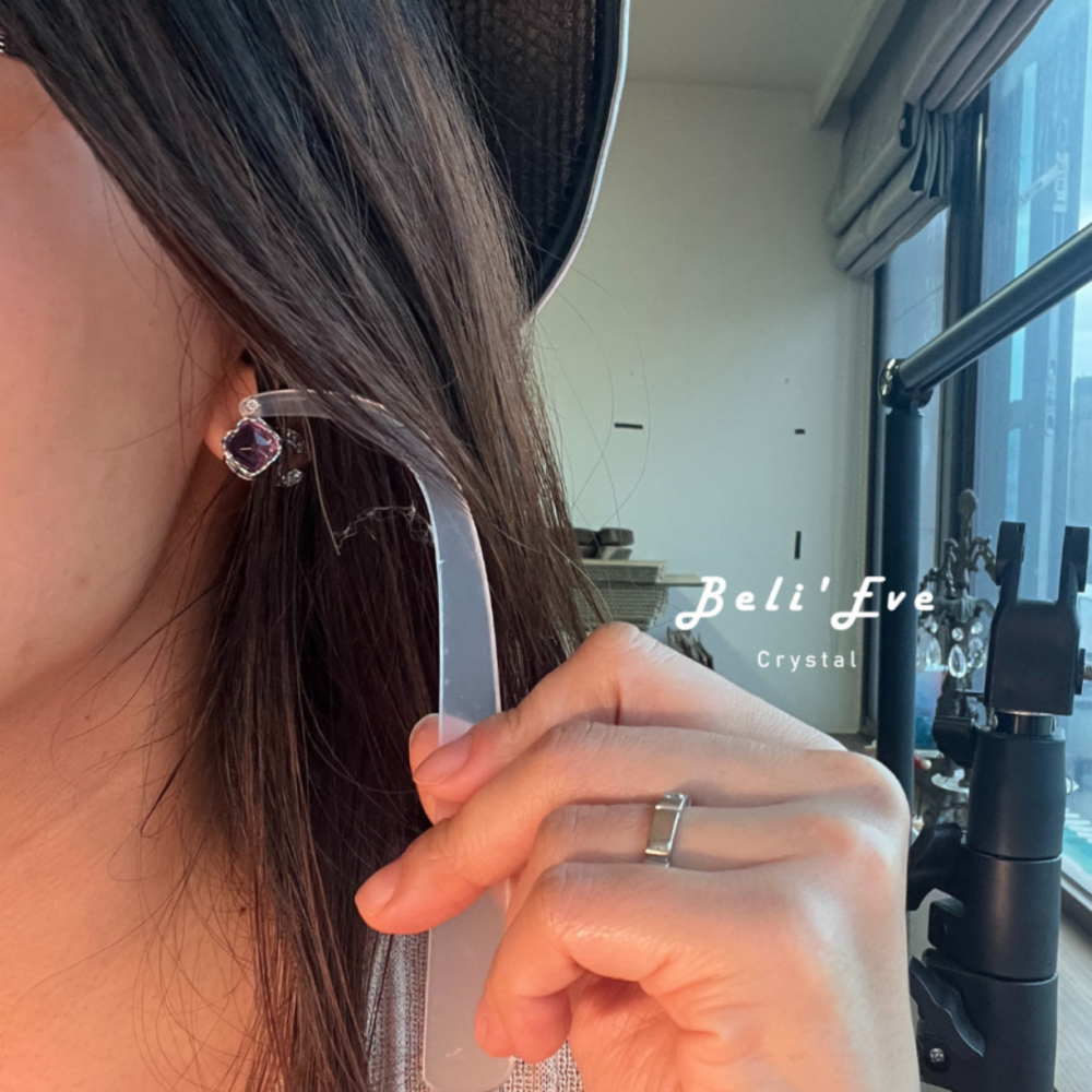 『貴人多多』唐塔紫水晶/石榴石 純銀耳環