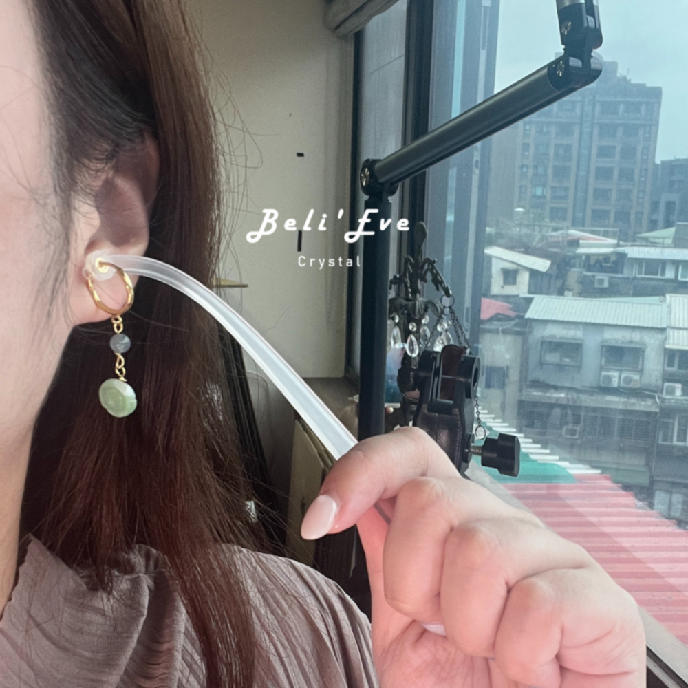 緬甸翡翠花花 星家訂製 不銹鋼耳環