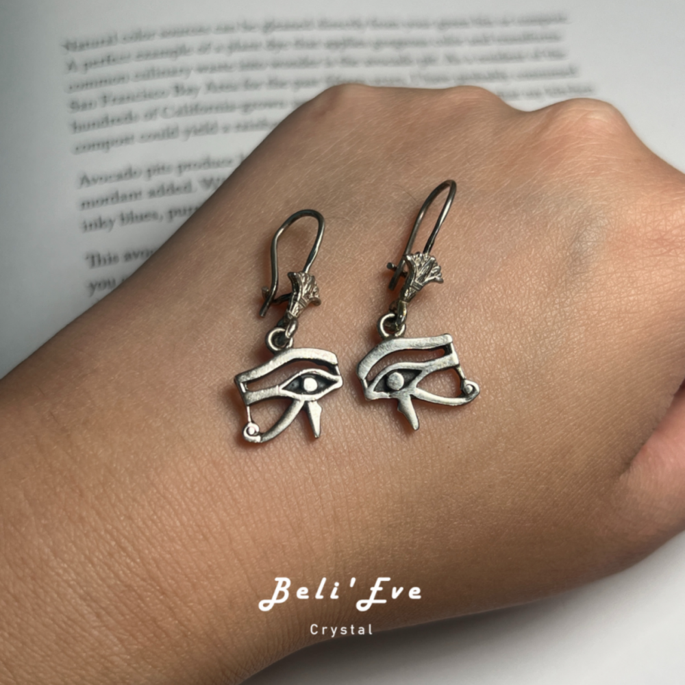 埃及進口 荷魯斯之眼&蓮花耳環 925純銀耳環