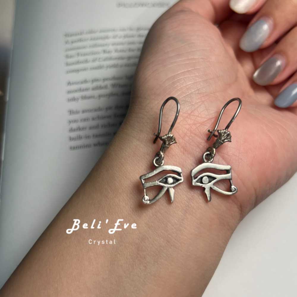 埃及進口 荷魯斯之眼&蓮花耳環 925純銀耳環