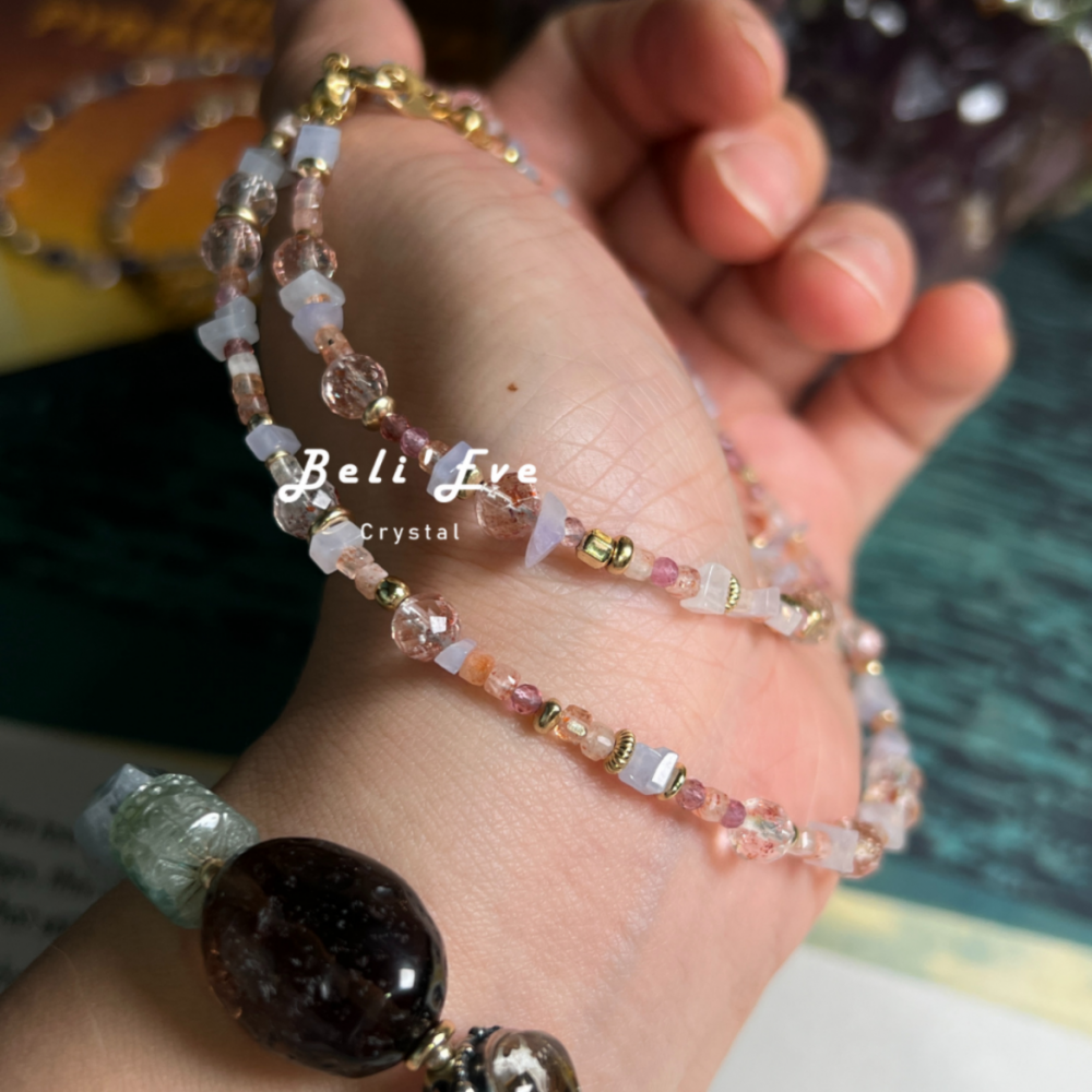 『貴人運加倍』天然紫翡翠隨形+超七金草莓+白水體金太陽 設計項鍊