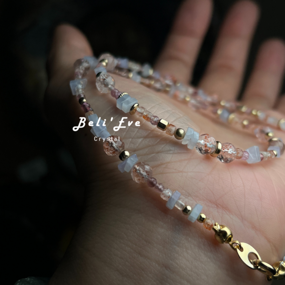 『貴人運加倍』天然紫翡翠隨形+超七金草莓+白水體金太陽 設計項鍊