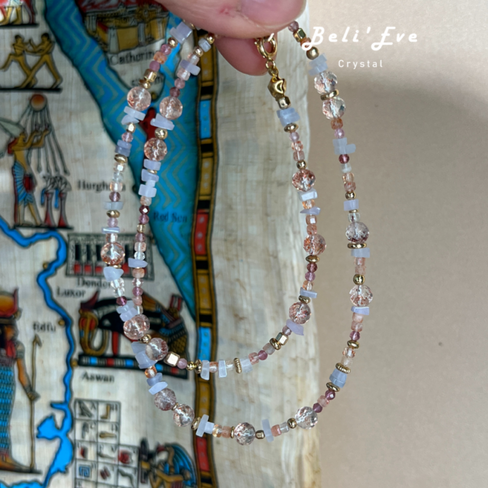 『貴人運加倍』天然紫翡翠隨形+超七金草莓+白水體金太陽 設計項鍊