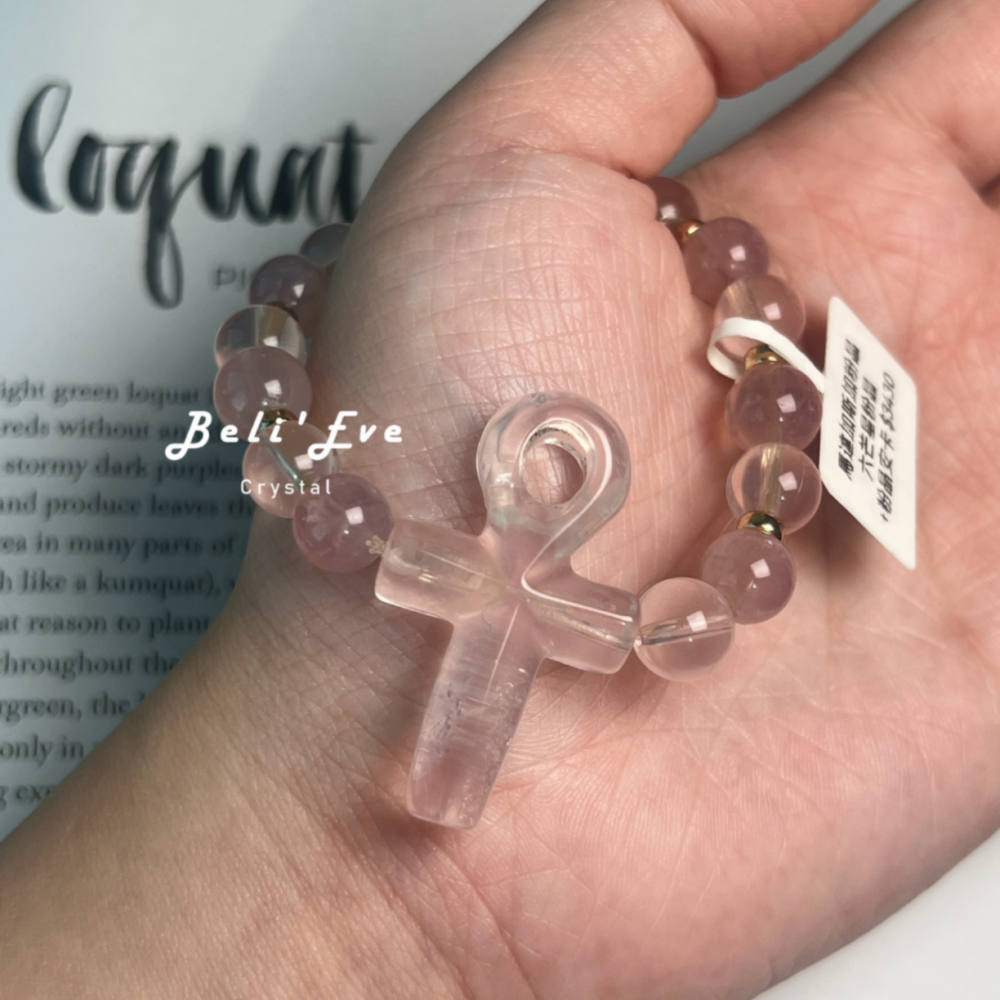 『創傷療癒』人工雕刻水晶安卡+粉黛粉晶+馬達加斯加粉晶 設計款