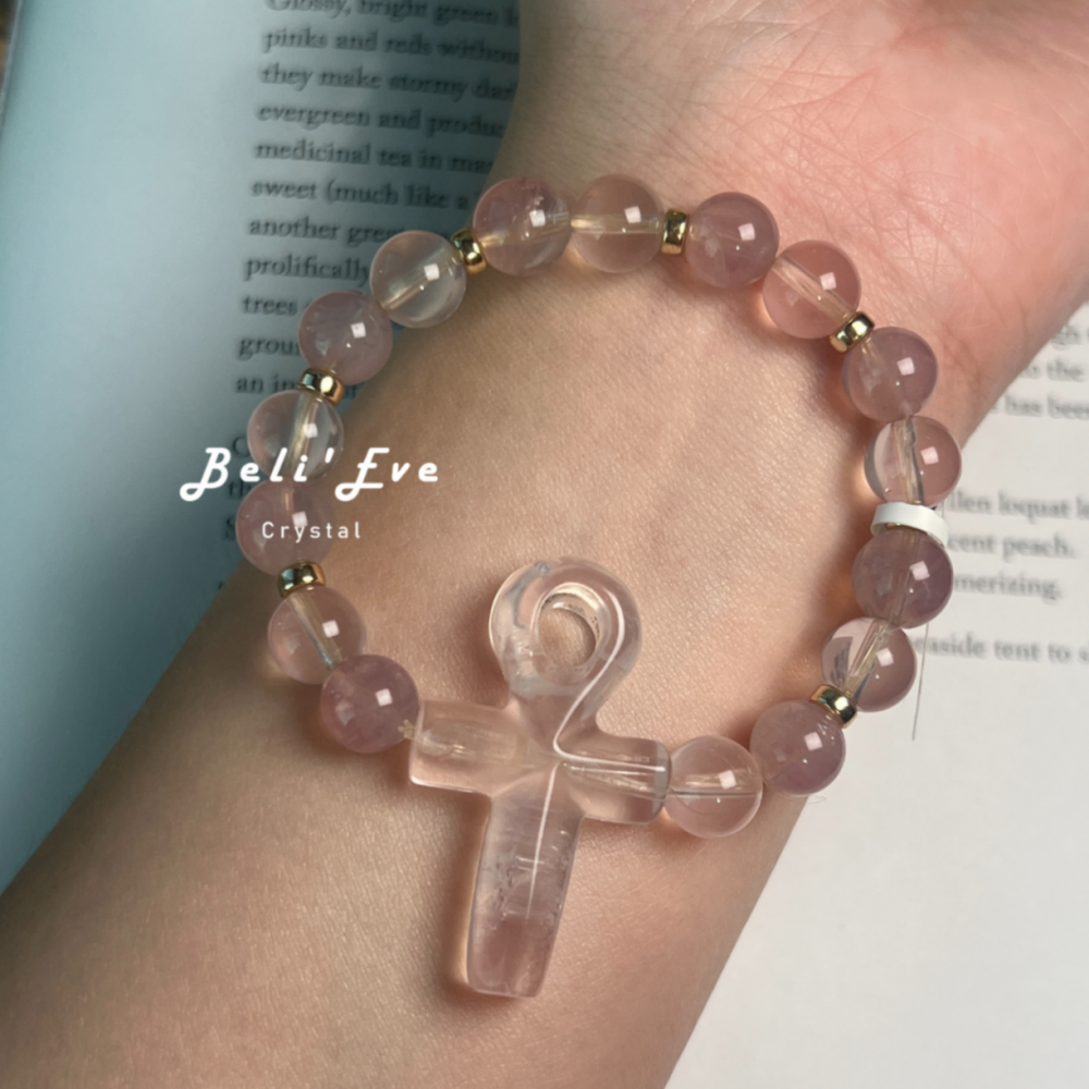 『創傷療癒』人工雕刻水晶安卡+粉黛粉晶+馬達加斯加粉晶 設計款