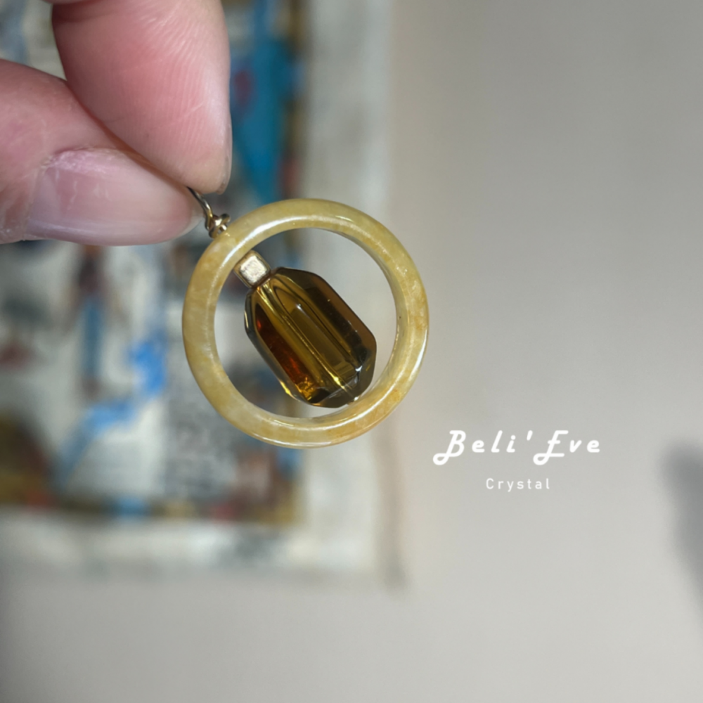 黃翡+MAX威士忌黃水晶 星家訂製項鍊 轉轉框框 轉動生命力量 重新設計目標 招財超強