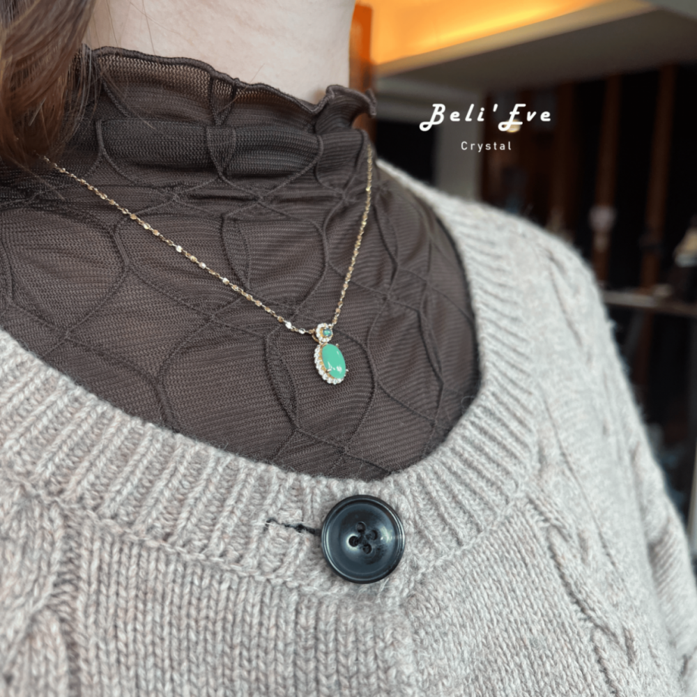 『緬甸翡翠』甜豆色 翡翠蛋面8+MM +瓜地馬拉藍水翡翠 純銀鑲嵌項鍊 天然A貨