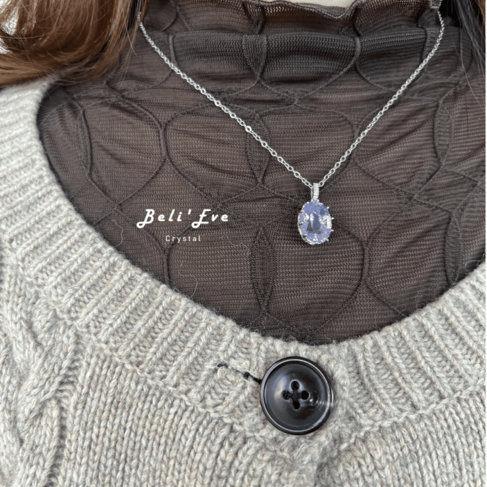 『寶石鑲嵌』紫玉晶吊墜 純銀鑲嵌 鑽石切面項鍊