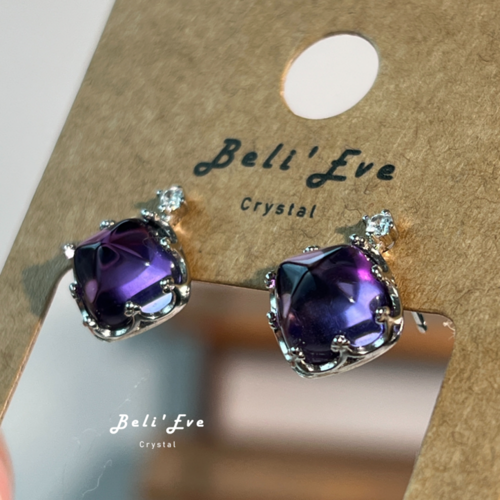 『貴人多多』唐塔紫水晶／酒紅石榴石 純銀耳環 戴起來超級美 珠寶設計款