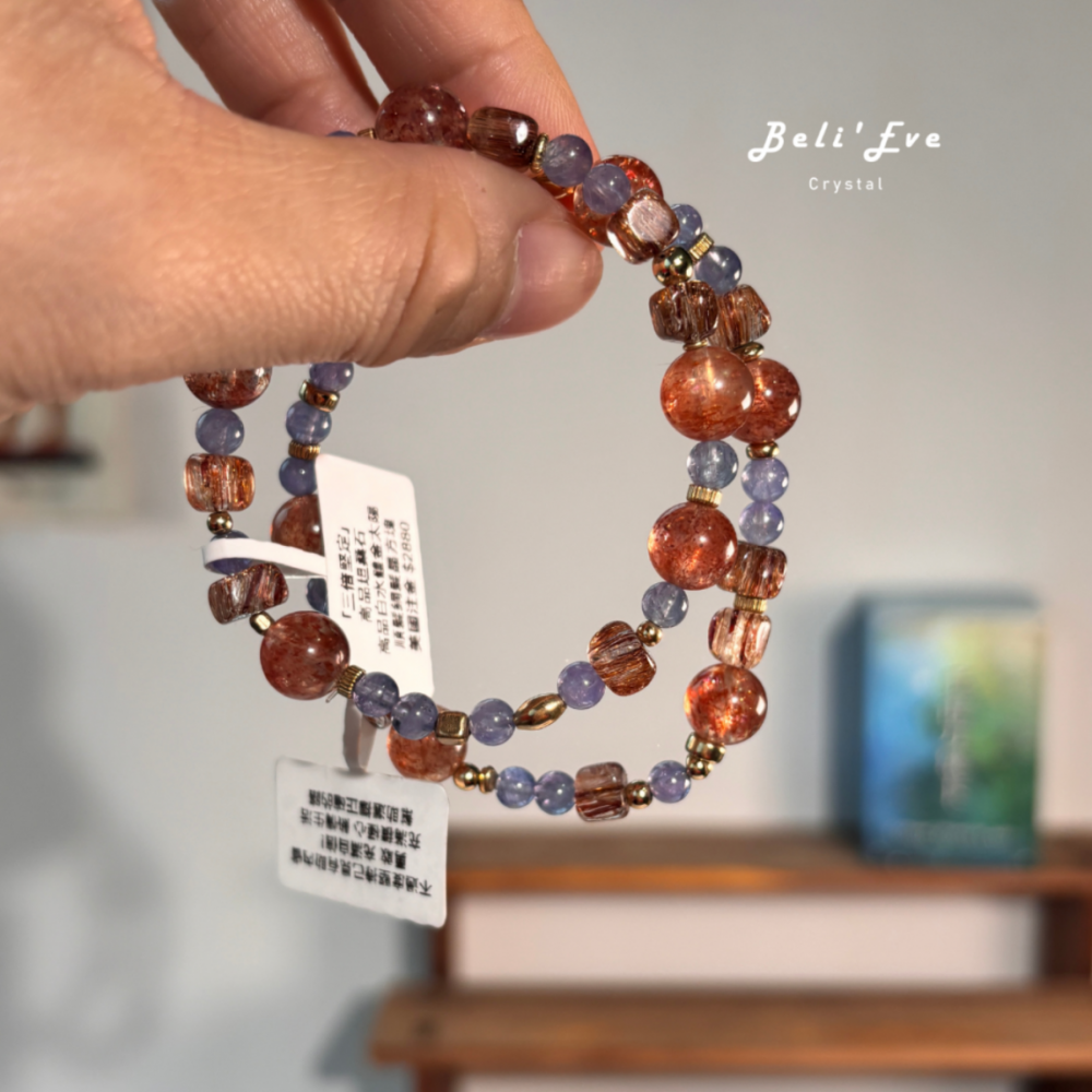 『三倍積極』巧克力太陽石+高品坦桑石+順髮晶銅髮晶小方塊 積極生活 熱情工作 覺察覺知 6-8MM混搭設計
