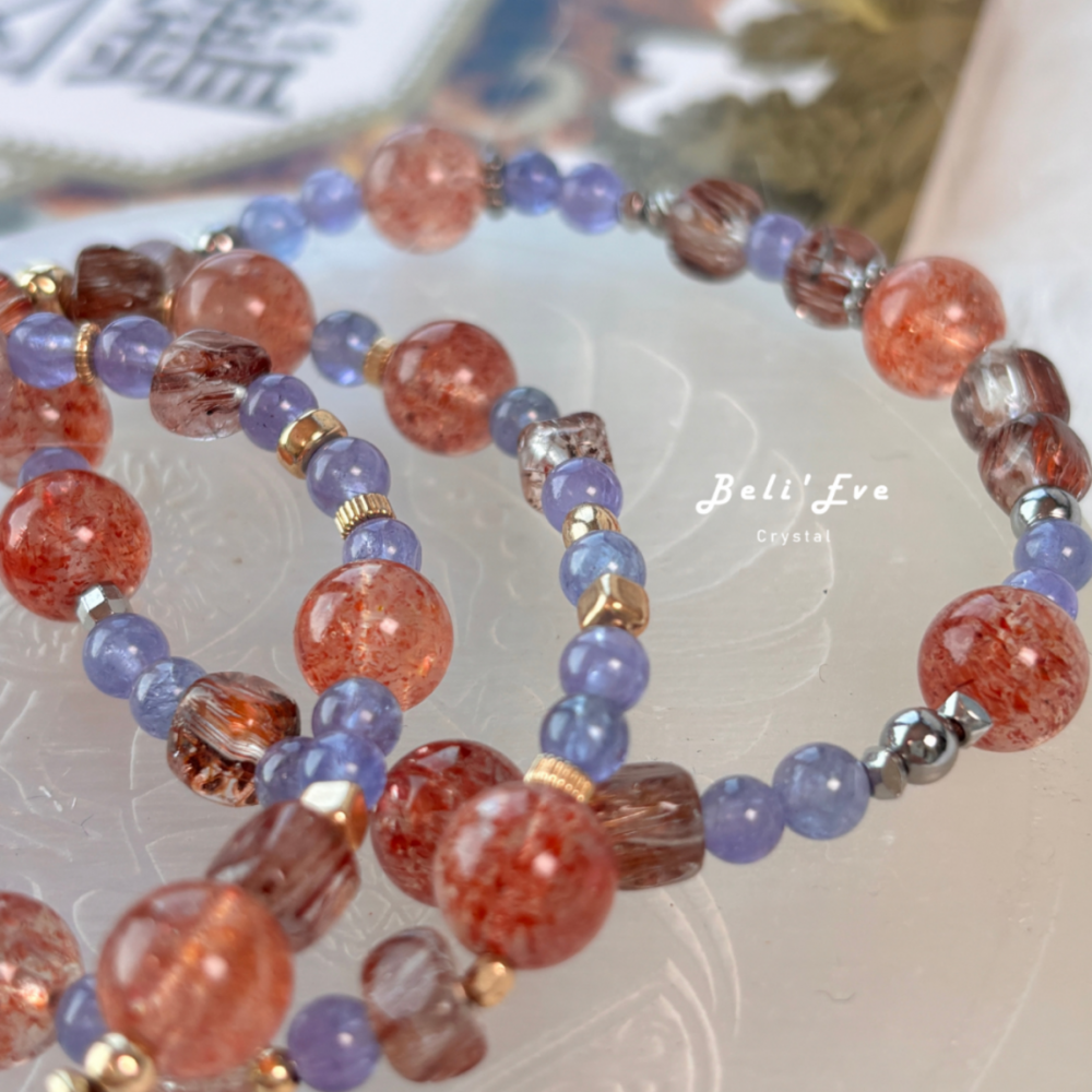 『三倍積極』巧克力太陽石+高品坦桑石+順髮晶銅髮晶小方塊 積極生活 熱情工作 覺察覺知 6-8MM混搭設計