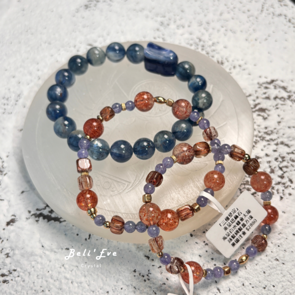 『三倍積極』巧克力太陽石+高品坦桑石+順髮晶銅髮晶小方塊 積極生活 熱情工作 覺察覺知 6-8MM混搭設計