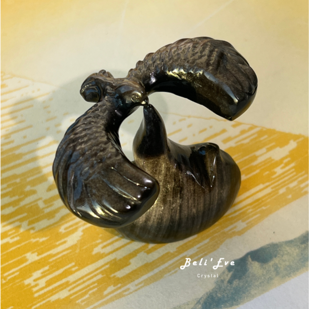 『寓意勇敢』人工雕刻 銀曜石轉轉老鷹 黑曜石 轉轉老鷹 迎接挑戰