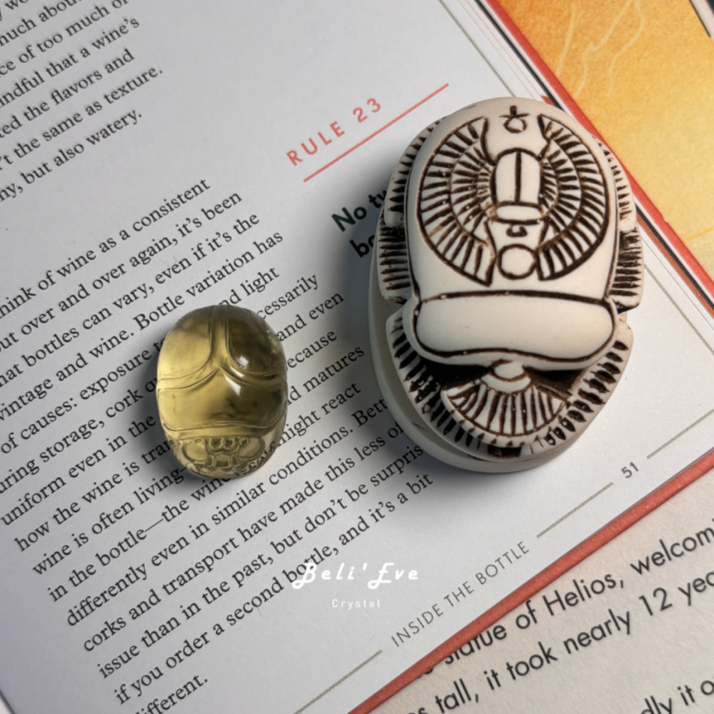 『人工雕刻』利比亞隕石聖甲蟲 豐盛富足 招財 太陽神經叢 沙漠隕石 星光效應超強 黃金寶石