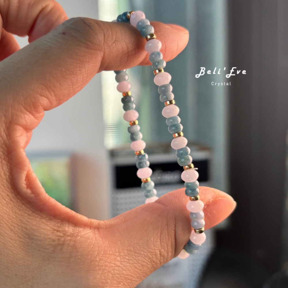 『牛仔藍翡翠』MAX級別 +粉紫翡翠 糯冰盤珠 緬甸產地 飄花翡翠 鈦/錳元素 美國注金