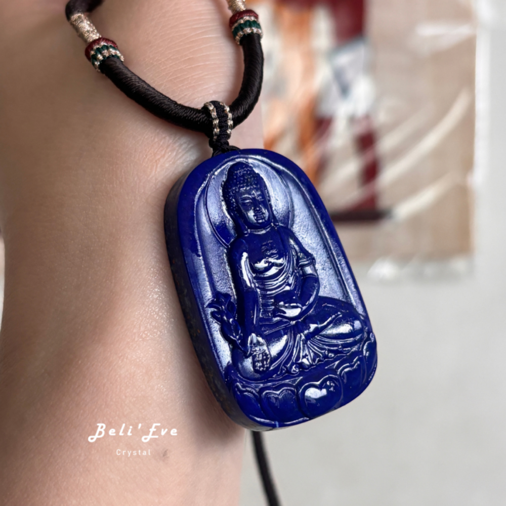 『人工雕刻』青金石藥師佛 真正青金石 高藍色