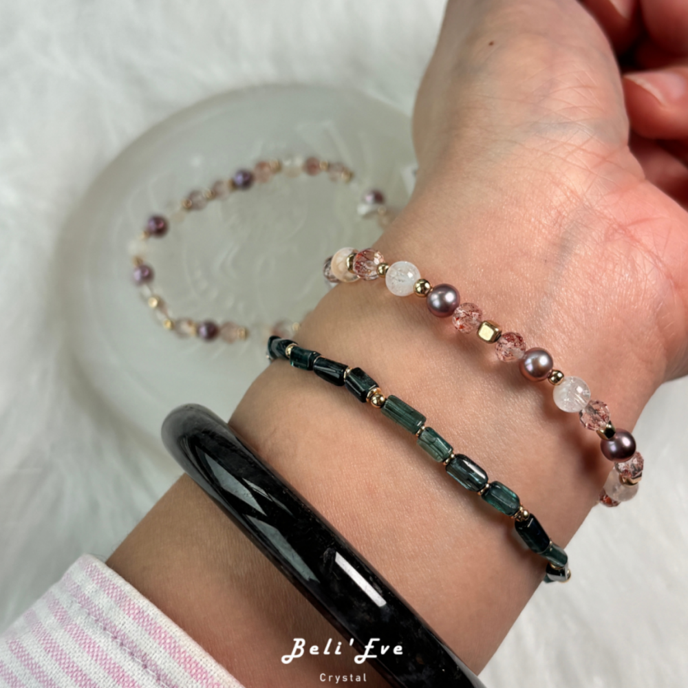 『三倍好人緣5.0』淡水珍珠愛迪生色澤+雪霜藍針+超七金草莓 6-7MM 幸運加值 提升自信心 超有魅力