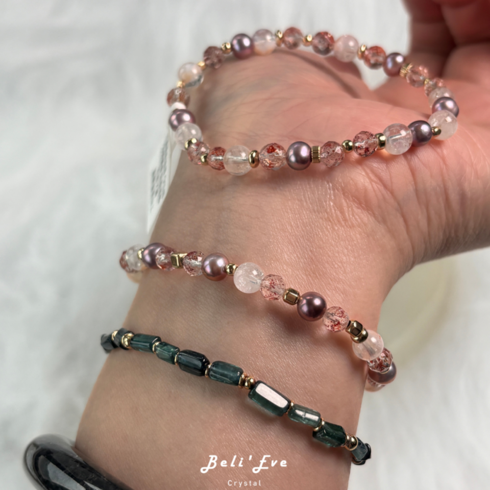 『三倍好人緣5.0』淡水珍珠愛迪生色澤+雪霜藍針+超七金草莓 6-7MM 幸運加值 提升自信心 超有魅力