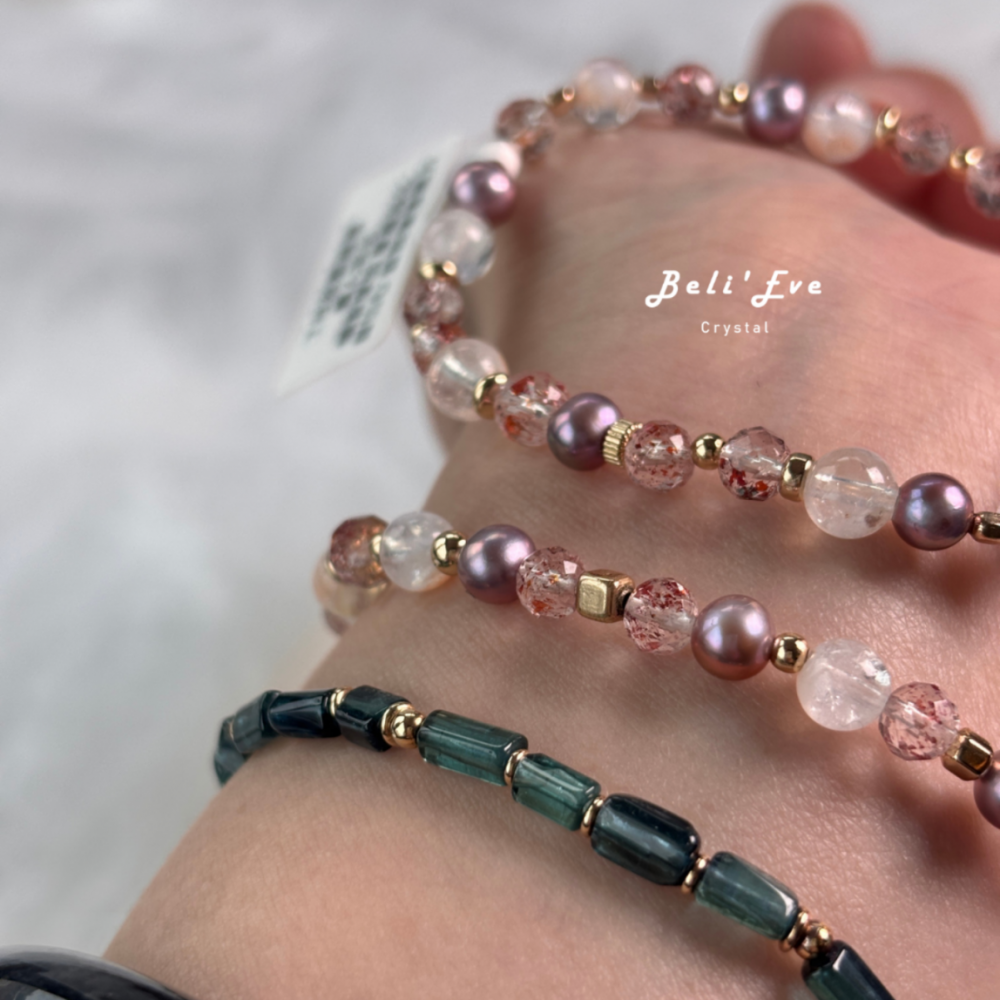 『三倍好人緣5.0』淡水珍珠愛迪生色澤+雪霜藍針+超七金草莓 6-7MM 幸運加值 提升自信心 超有魅力