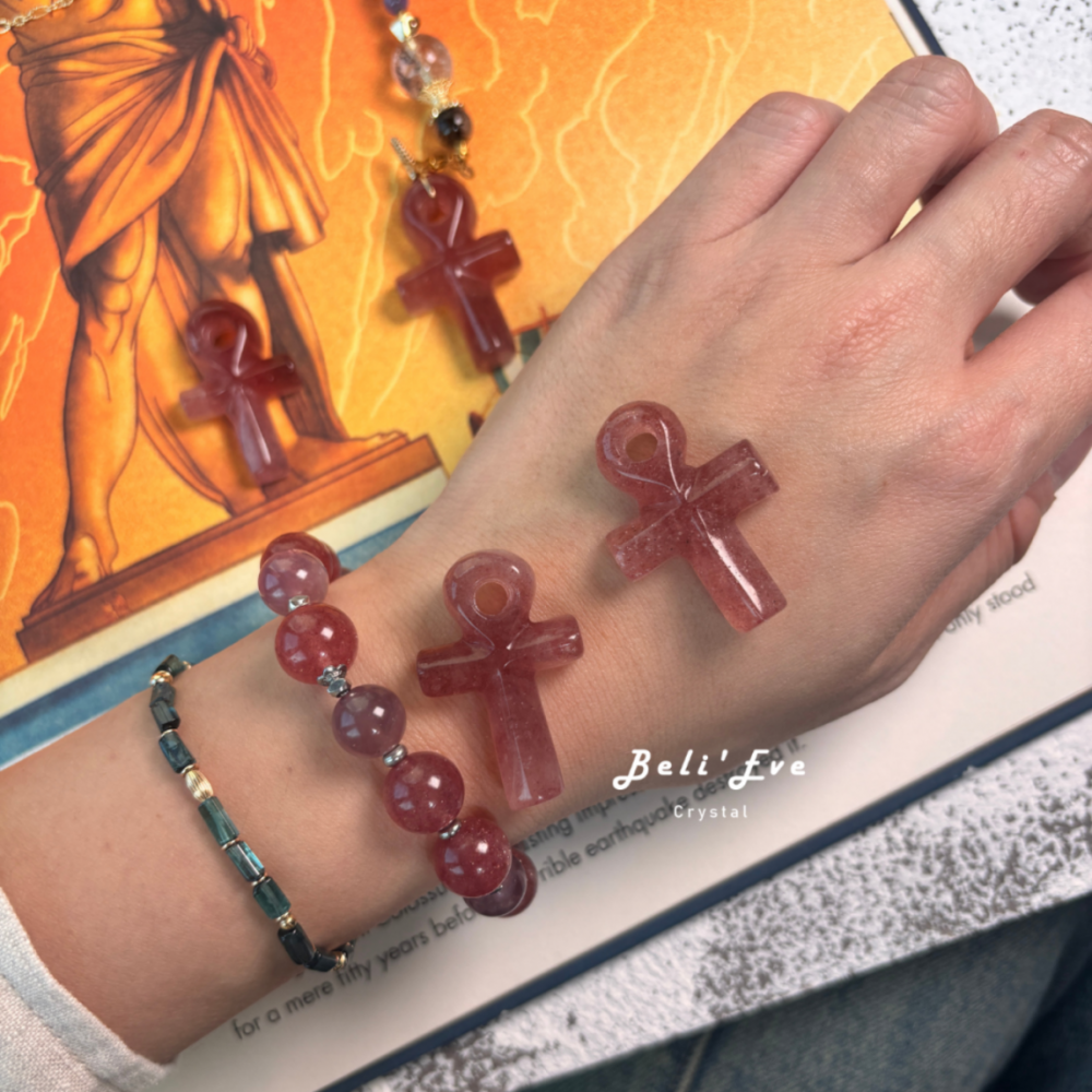 草莓晶安卡『水晶靈擺項鍊兩用款』石英岩質玉共生鐵錳白雲母 人緣 親近感 同理心 