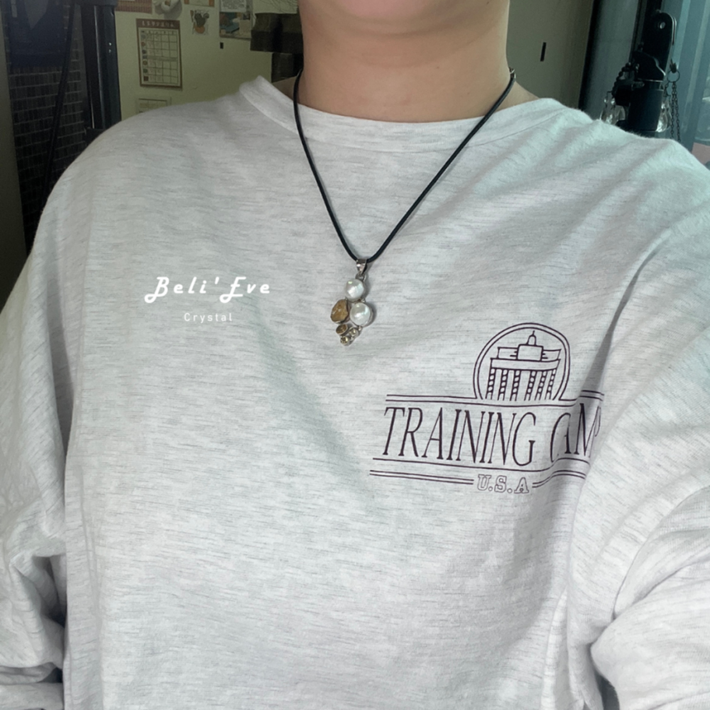 『尼泊爾進口』天然巴洛克珍珠+黃水晶原礦/切面  純銀鑲嵌吊墜 自信心、事業強化，招財