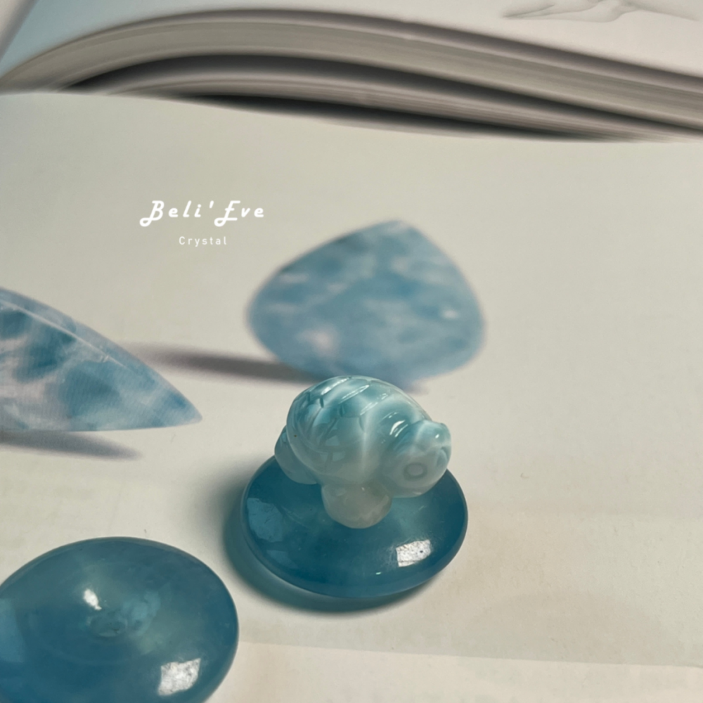 『龜背紋明顯』拉利馬 海紋石20-21MM 海龜造型 玉化料 溝通協調 幸運值 母嬰連結