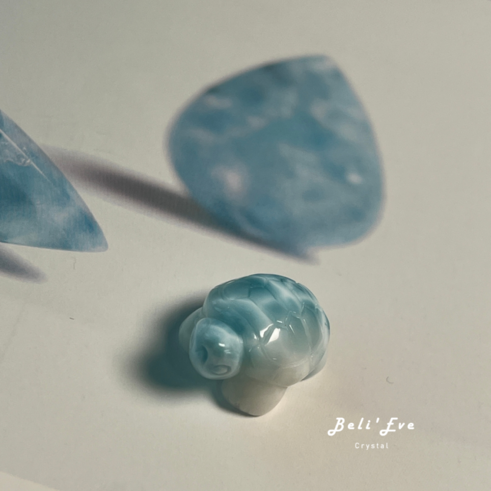『龜背紋明顯』拉利馬 海紋石20-21MM 海龜造型 玉化料 溝通協調 幸運值 母嬰連結
