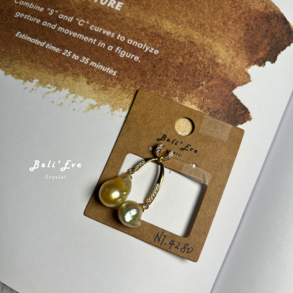 『星家設計』海水金珠 極光光澤 真正珍珠 菲律賓產地 黃金珍珠 雙珠設計 自信心 療癒母親關係