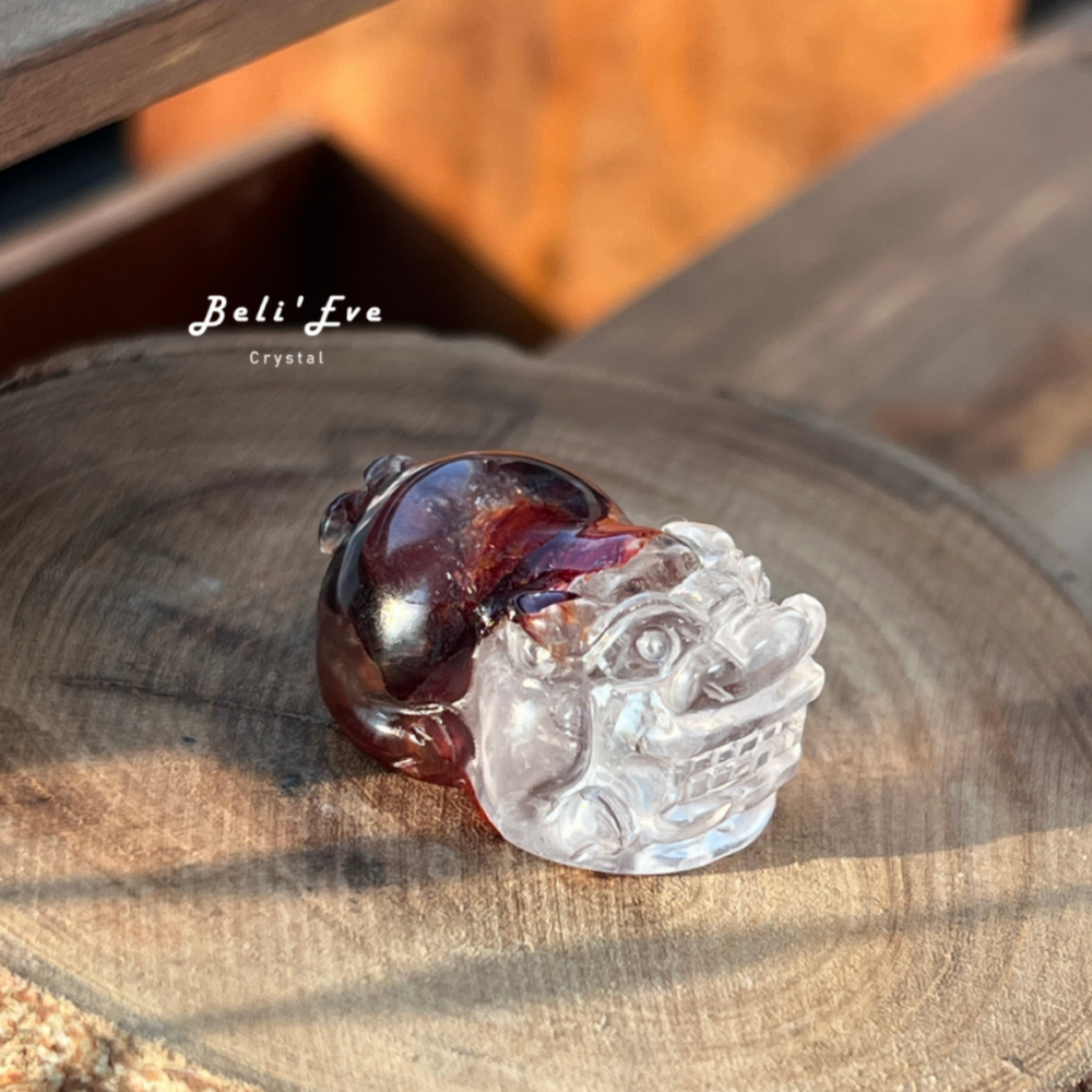 『精品牛血紅膠花』黑紅膠花貔貅 人工雕刻 可做項鍊 適合男生 避邪轉運 開運平安