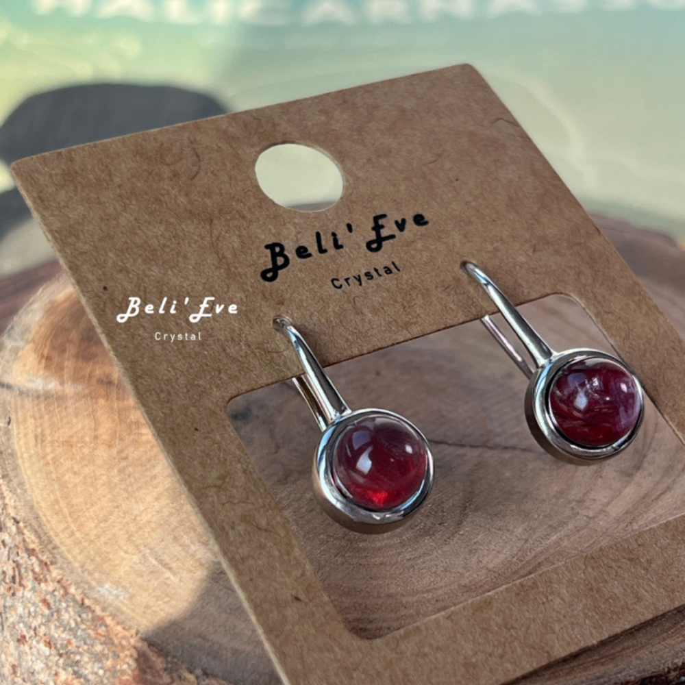 『精品牛血紅膠花』黑紅膠花耳勾 一體成型耳環 避邪轉運 開運平安