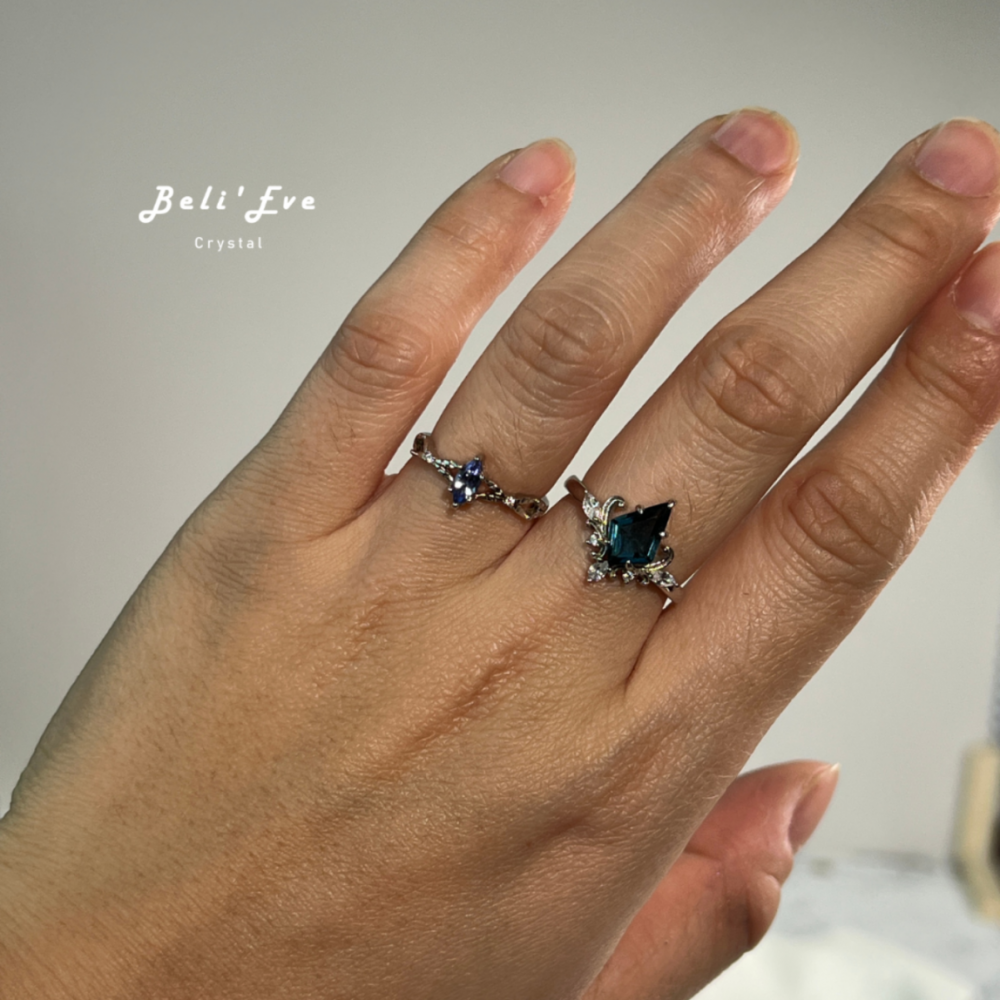 『純銀鑲嵌』坦桑石戒指 丹泉石 海洋之星 可調節 