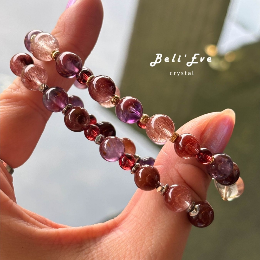 『所有能量具備』極光23+MAX紅髮晶+玫瑰色石榴石 全脈輪尤其加強海底輪 安全感 招財 女性力量
