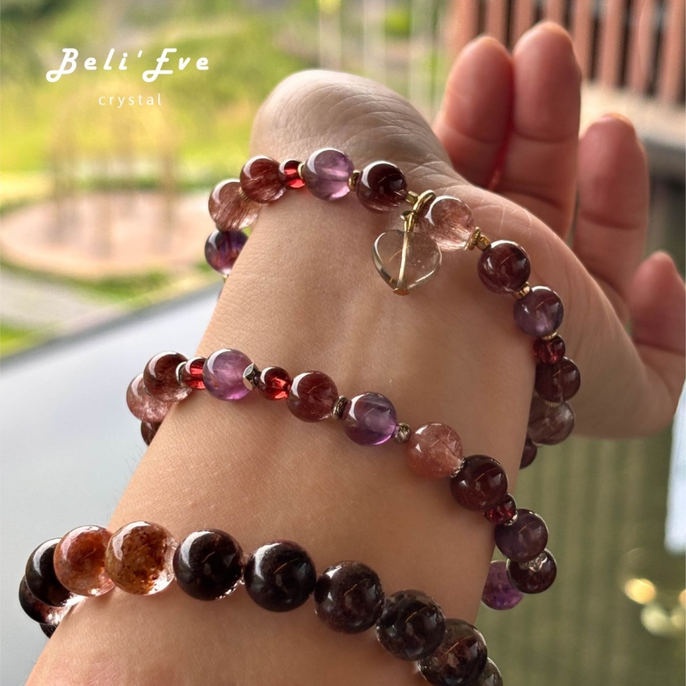 『所有能量具備』極光23+MAX紅髮晶+玫瑰色石榴石 全脈輪尤其加強海底輪 安全感 招財 女性力量