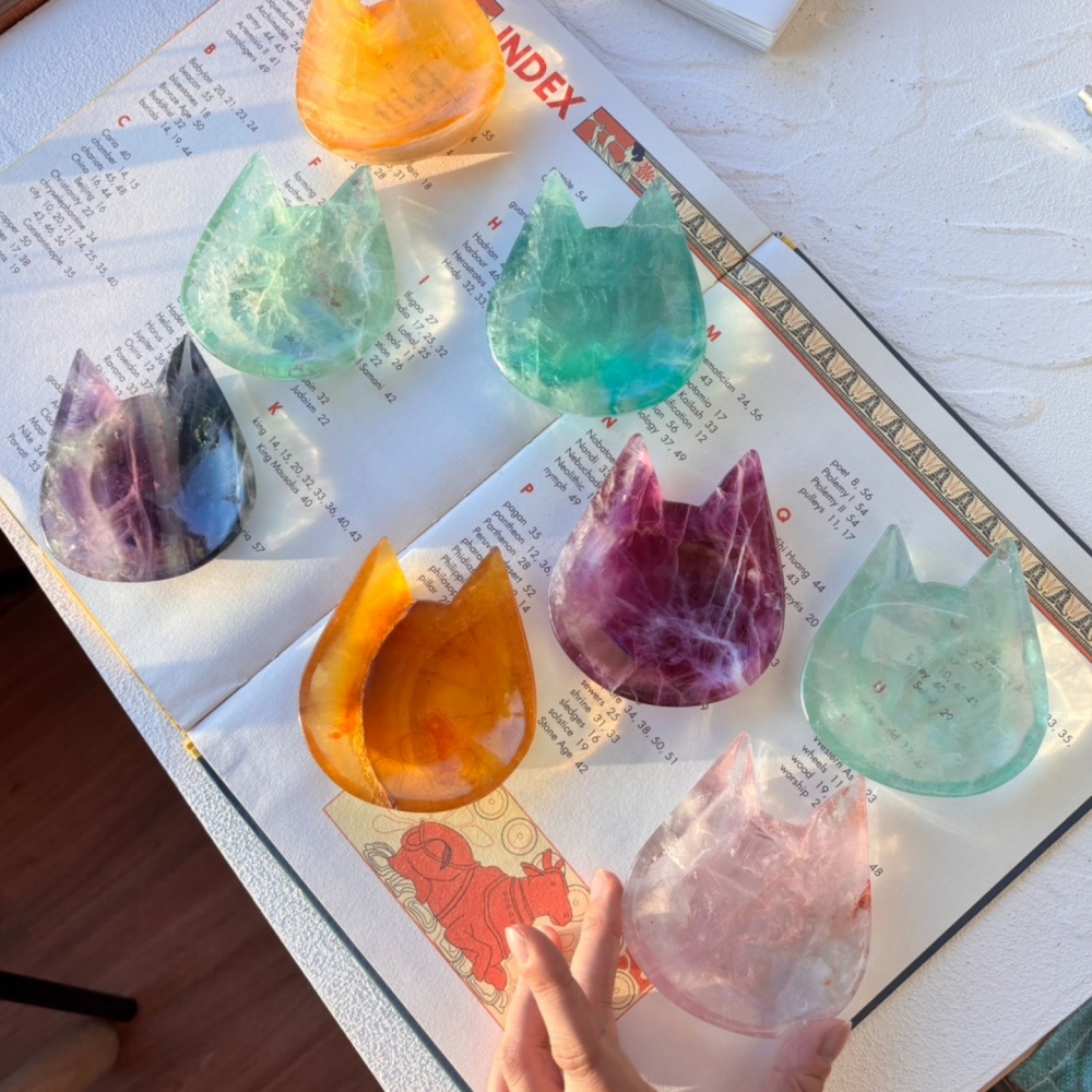 『多樣使用』螢石許願烤盤+魔法海鹽100G 組合 安全淨化 金錢負能破除 貴人運加倍