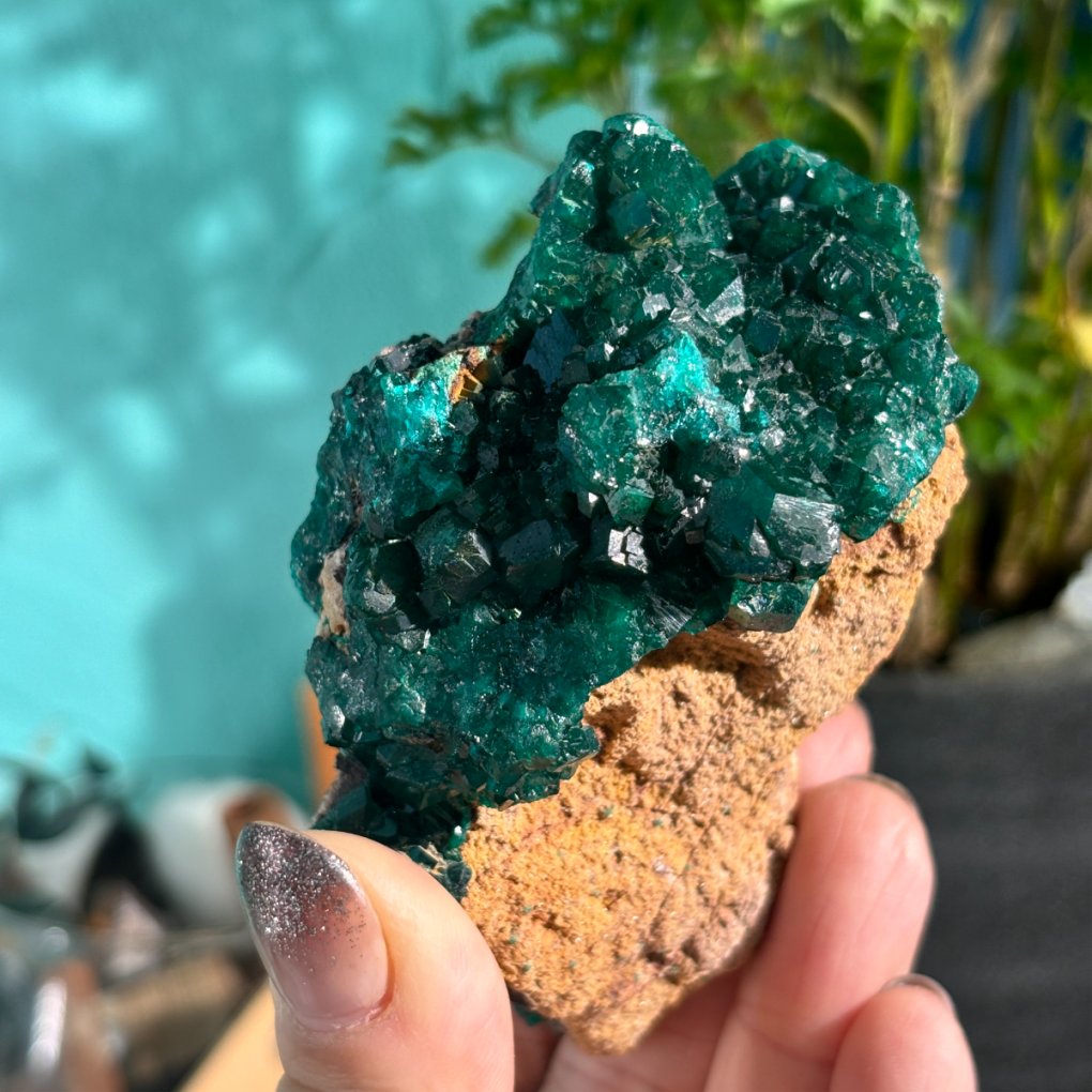 『寶石祖母綠色』8.7CM翠銅礦Dioptase