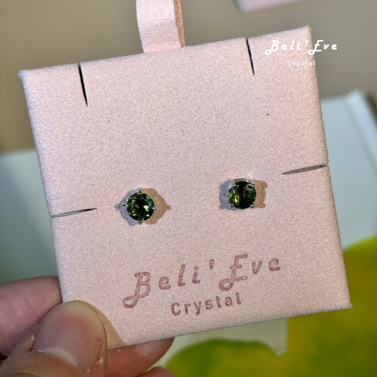 捷克隕石6MM純銀耳環Moldavite 顯化與轉化！療癒師最愛